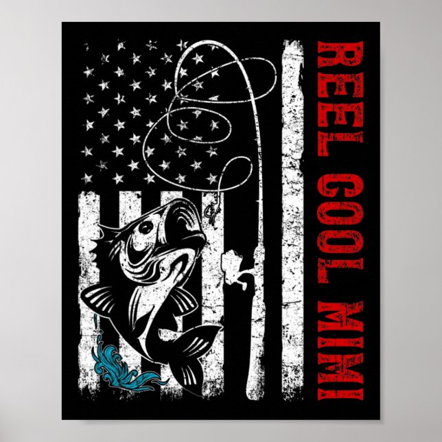 US-Flaggenfischerei Cool Mimi Fischerei Fischer Fi Poster (Vorne)