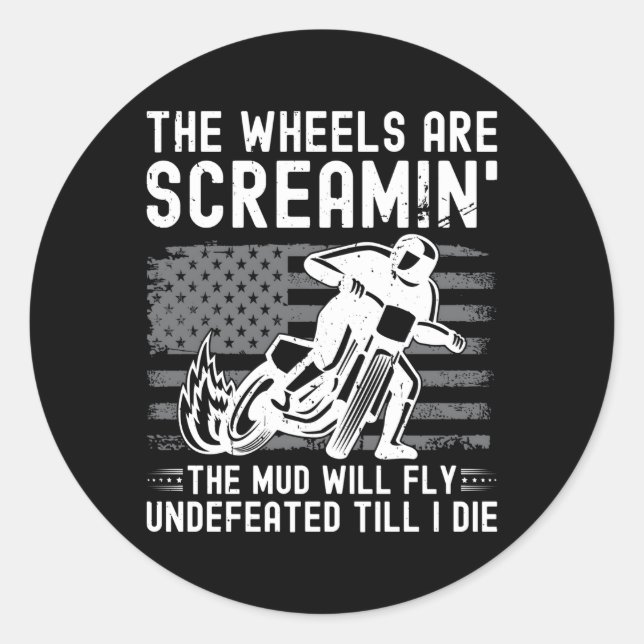 US-Flaggenflache Motorradrennen Runder Aufkleber (Vorderseite)