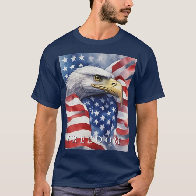 US-Flaggenfreiheit Adler Motivierend Inspiration T-Shirt (Vorderseite)