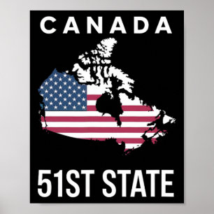 Us-Flaggenkarte Kanada 51. Staat  Poster