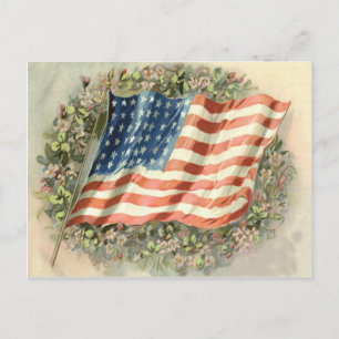 US-Flaggenkranz Blumen Memorial Day Postkarte