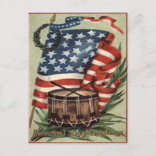 US-Flaggenkranz Trommel Memorial Day Postkarte