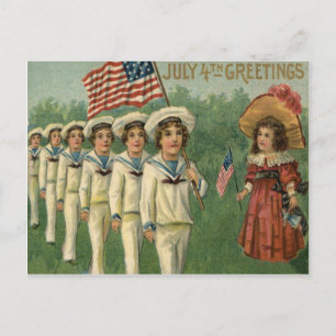 US-Flaggenparade Marineuniform 4. Juli Postkarte