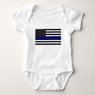 - US-Flaggenpolizei Thin Blue Line Baby Strampler