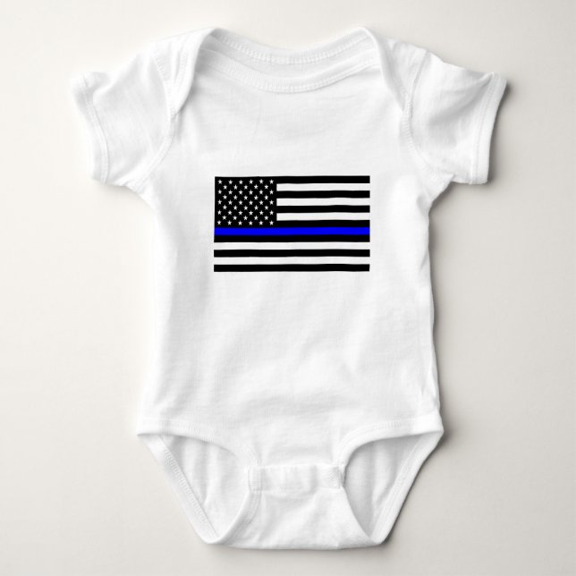 - US-Flaggenpolizei Thin Blue Line Baby Strampler (Vorderseite)