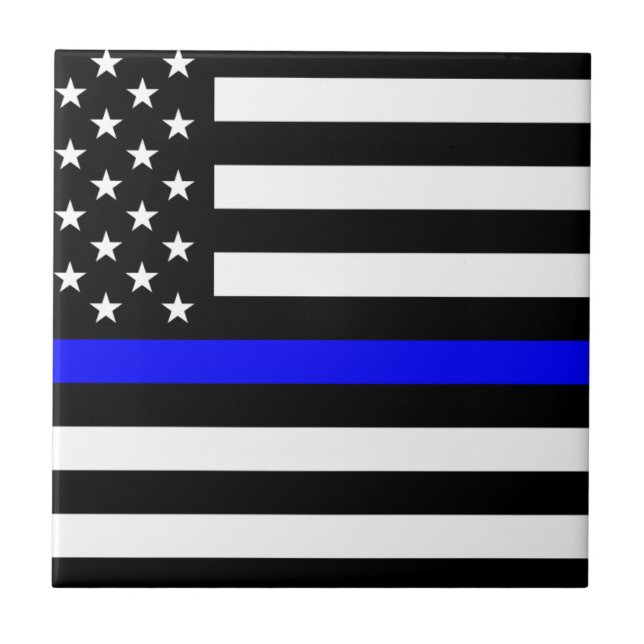 - US-Flaggenpolizei Thin Blue Line Fliese (Vorderseite)