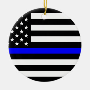 - US-Flaggenpolizei Thin Blue Line Keramikornament