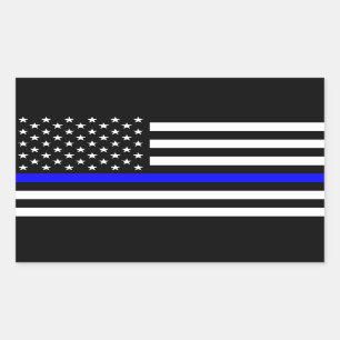 - US-Flaggenpolizei Thin Blue Line Rechteckiger Aufkleber