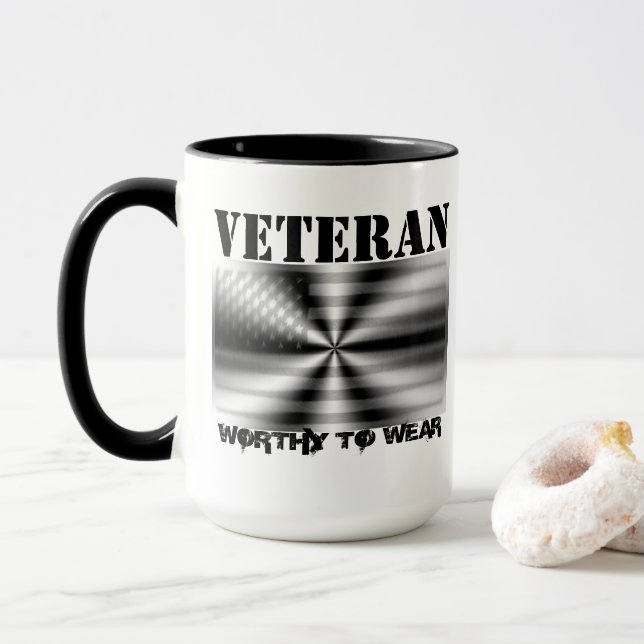 US-Flaggenschild - Veteran - es lohnt sich zu trag Tasse (Mit Donut)