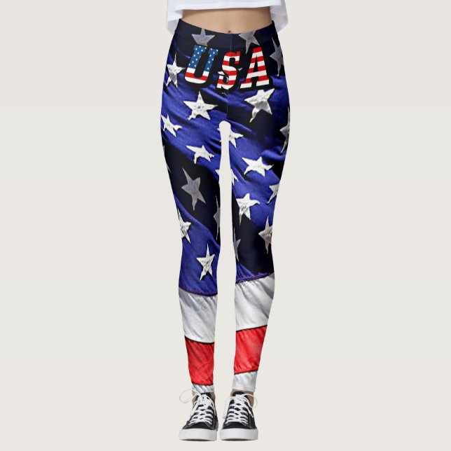 US-Flaggentext mit den amerikanischen Leggings (Vorderseite)