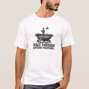 US-Flugzeugträger des Navy Frieden durch Überlegen T-Shirt