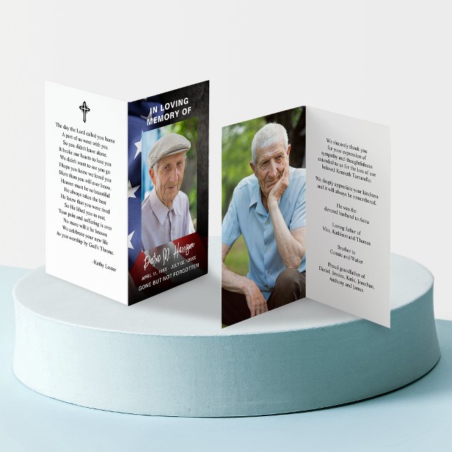 US-Foto zur Beerdigung von Fahnen: Gedeckte Gebets (US Flag Funeral Memorial Photo Folder Prayer Card)