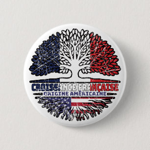 US Französisch Frankreich Amerika Baum Wurzeln Fla Button