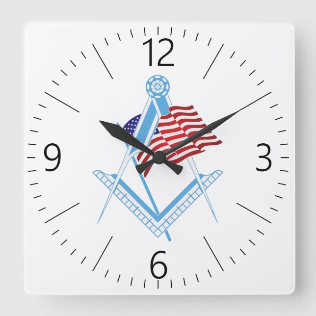 US-Freimaurersymbol Quadratische Wanduhr (Vorderseite)