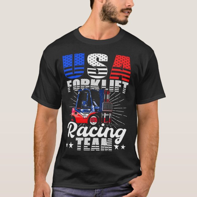 US-Gabelstapler-Rennteam-Lagerarbeiter T-Shirt (Vorderseite)