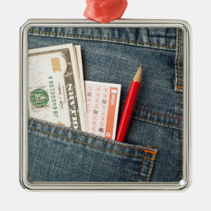 US-Geld- und -lotteriewette gleiten in der Tasche Ornament Aus Metall