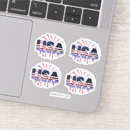 US-Glitzer mit Textflagge Feuerwerk am 4. Juli Aufkleber