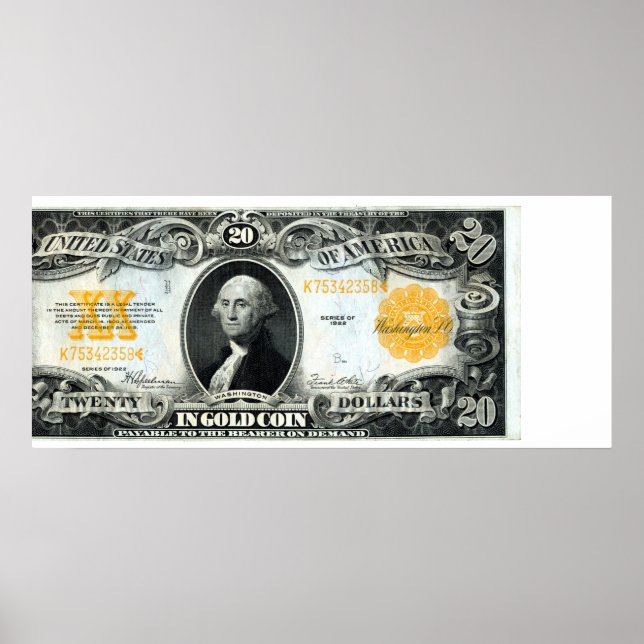 US-Gold-Zertifikat von 1922 Poster (Vorne)