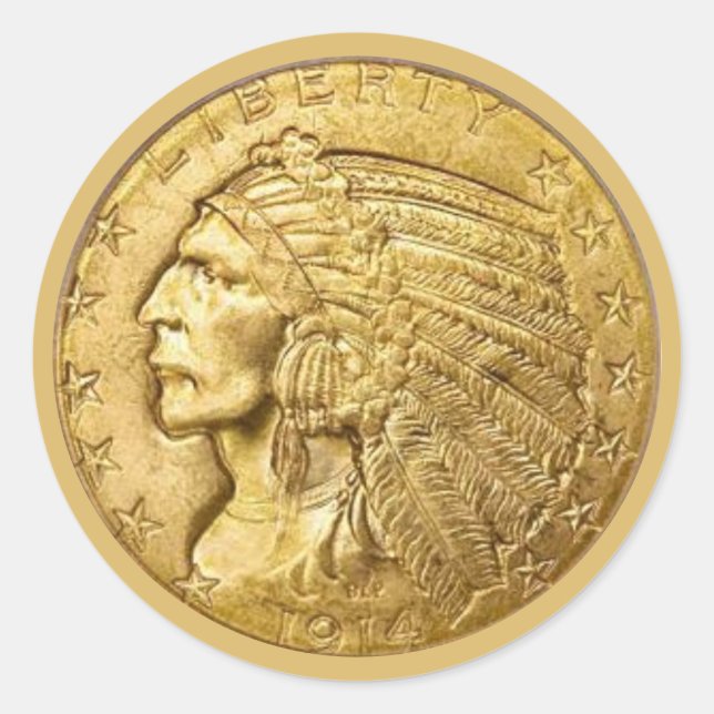 US-Goldstück Runder Aufkleber (Vorderseite)