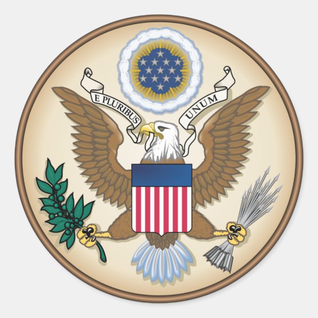 US-Großes Siegel Offizieller Wappen heraldry Runder Aufkleber (Vorderseite)