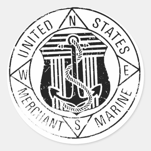 US-Handelsmarine von: David Lee Runder Aufkleber (Vorderseite)