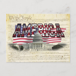 US Hauptstadt Gebäude American Flag Post Card Postkarte