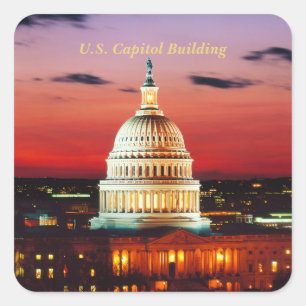 US-Hauptstadt-Gebäude Quadratischer Aufkleber