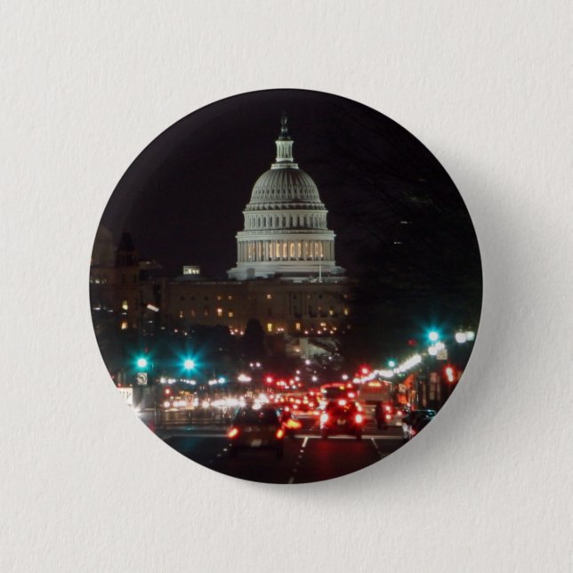 US-Hauptstadts-Gebäude nachts Button (Vorderseite)