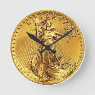 US-Hochrelief-St.Gauden-$20-Goldmünzen-Replika Runde Wanduhr