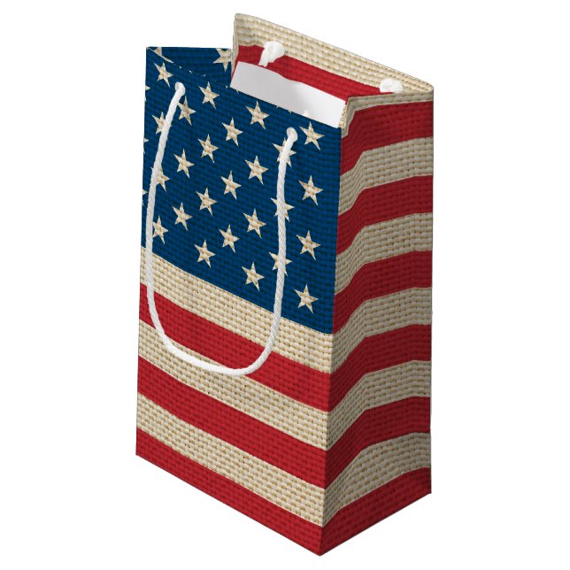 US-Imitate-Flagge Kleine Geschenktüte (Rückseite Schrägansicht)