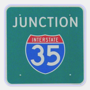 US Interstate 35 Junction Sign Quadratischer Aufkleber