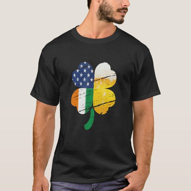 US Irish Flag Drinking Beer T-Shirt (Vorderseite)
