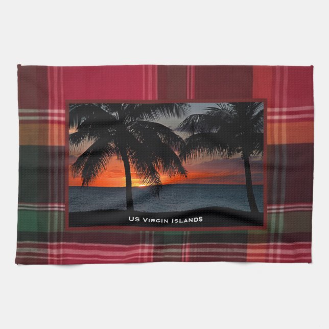 US Jungferninseln USVI Sonnenuntergang Madras  Geschirrtuch (Horizontal)