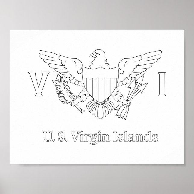 US Jungfrau Island Flag Adult Coloring Poster (Vorne)