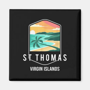 Us Jungfrau Islands Beach Sunset Palm Tree St Thom Magnet