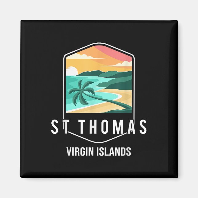 Us Jungfrau Islands Beach Sunset Palm Tree St Thom Magnet (Vorne)