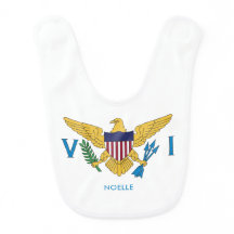 US Jungfrau Islands Flag Baby's Name Black & White