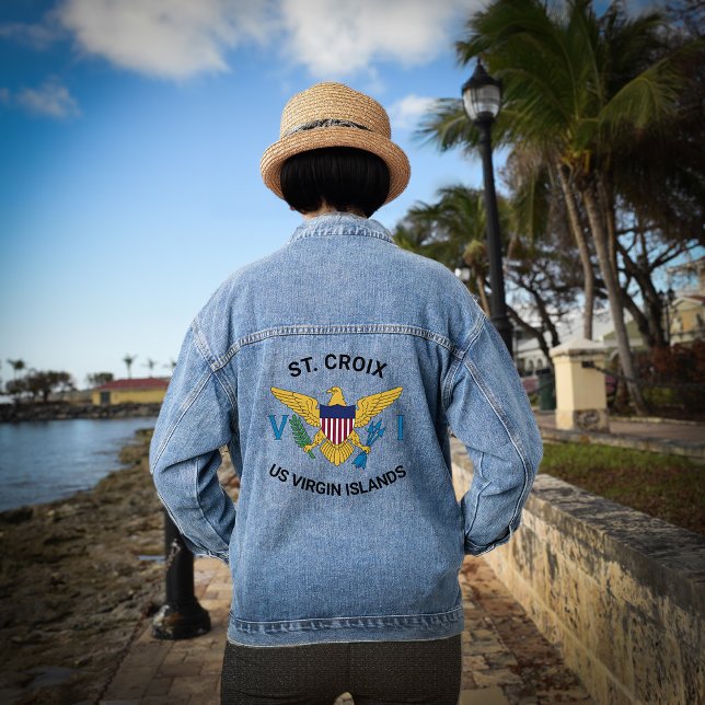 US Jungfrau Islands Flag St. Croix U.S. VI Tropica Jeansjacke (US Virgin Islands Flag St. Croix U.S. VI Tropical Denim Jacket wear the U.S. Virgin Island flag. )