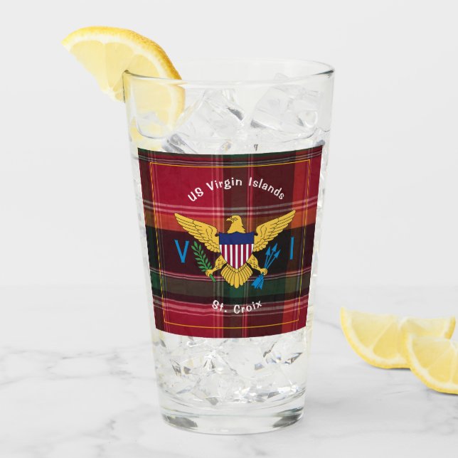 US Jungfrau Islands Flag St. Croix USVI Madras Glas (Vorderseite Ice)