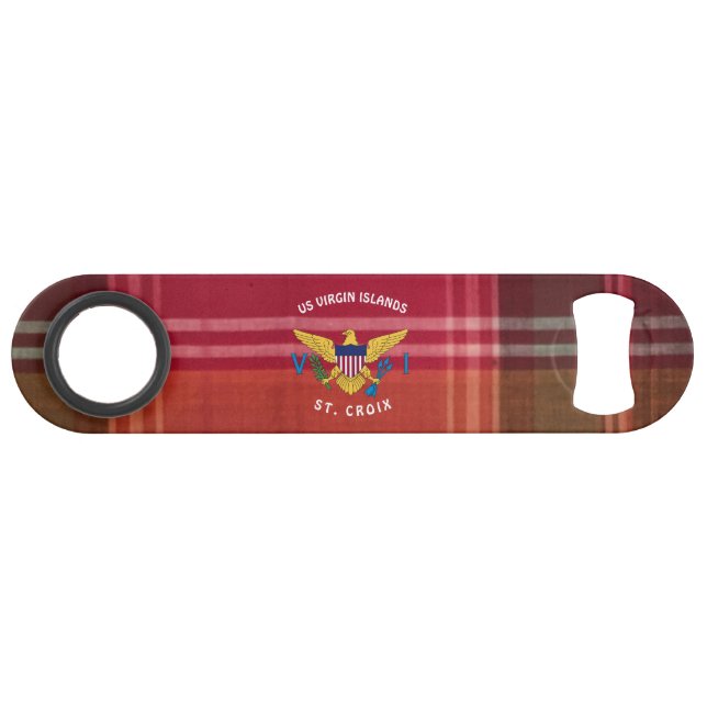 US Jungfrau Islands Flag St. Croix USVI Madras Speed Flaschenöffner (Rückseite Horizontal)