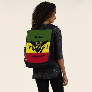 US Jungfrau Islands Flag St. John, Red Yellow Gree Rucksack