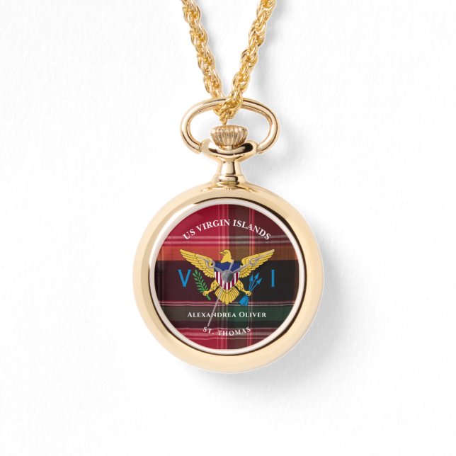 US Jungfrau Islands Flag St. Thomas Madras Custom Armbanduhr (Vorderseite)