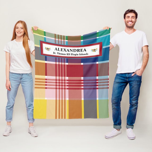 US Jungfrau Islands Flag St. Thomas Madras Custom Fleecedecke (Beispiel)