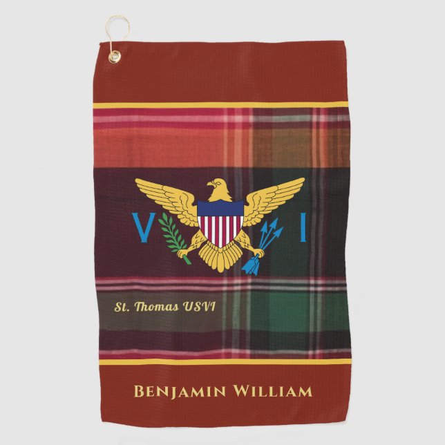 US Jungfrau Islands Flag St. Thomas Madras Custom Golfhandtuch (Vorderseite)