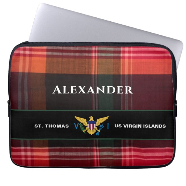 US Jungfrau Islands Flag St. Thomas Madras Custom Laptopschutzhülle (Vorderseite)