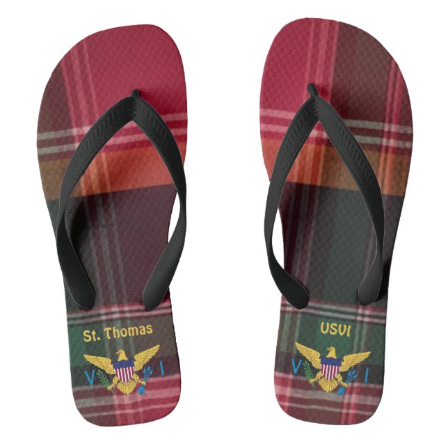 US Jungfrau Islands Flag St. Thomas USVI Flip Flops (Fußbett)