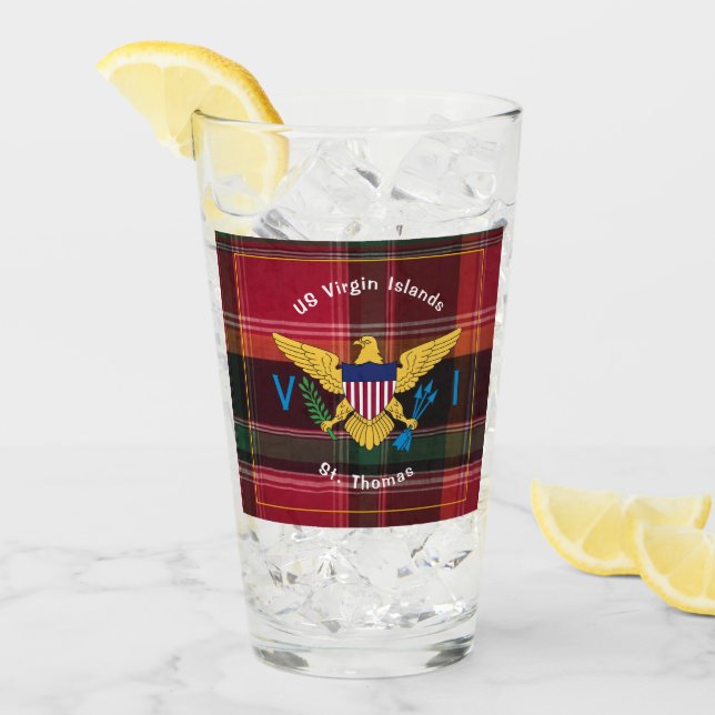 US Jungfrau Islands Flag St. Thomas USVI Glas (Vorderseite Ice)