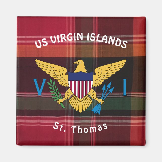 US Jungfrau Islands Flag St. Thomas USVI Magnet (Vorne)