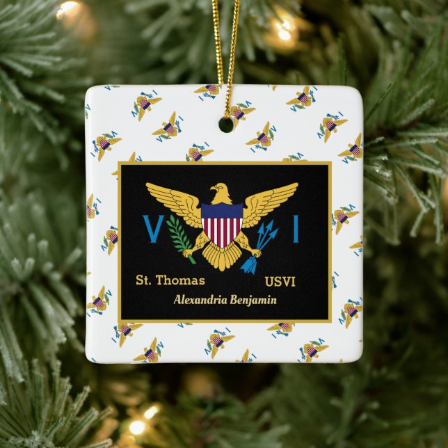 US Jungfrau Islands Flag St. Thomas USVI Personali Keramikornament (Baum)