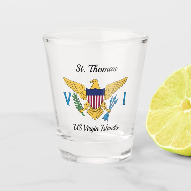 US Jungfrau Islands Flag St. Thomas USVI Tropical Schnapsglas (Vorderseite)